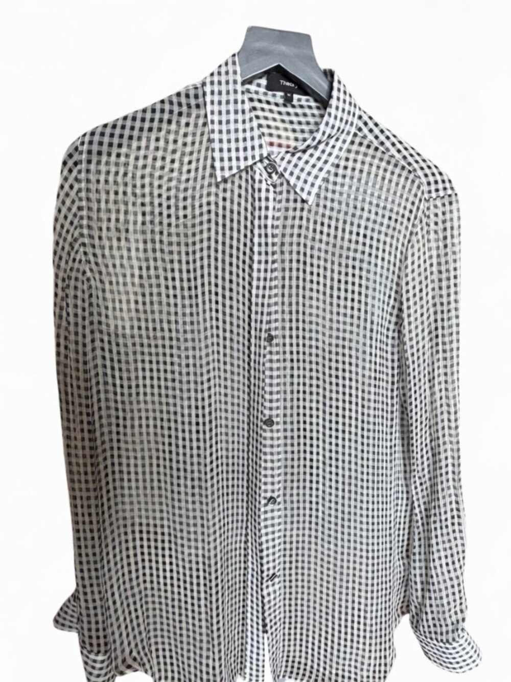 Theory Silk Blouse Houndstooth Pattern M